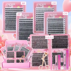 Mixed Length Individual Volume False Eyelashes Kit, 1 Set Natural Look Eyelash Extensions, DIY False Eyelashes, Self Grafting Curl Eyelashes, Eye Makeup Enhancement False Eyelashes, Cosmetic Eyelash Clusters