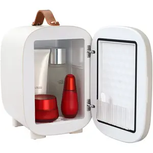 fathersdaygift Vevor Mini Skin Care Fridge, 4 L/6 Can Cute Makeup Fridge for Cosmetics Beverage Fruit Milk, AC/DC Cooler Warmer, Mute Tiny Refrigerator for Bedroom Office Dorm Desk Car, ETL Certified, White