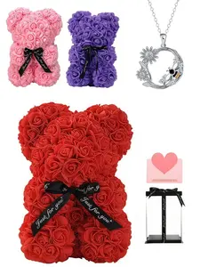 "Bee Blossom Moon Link" Minimalist natural bee-and-flower round gem necklace, matched with an exquisite rose bear gift box. A mysterious gift suitable for all holidays, dates, birthdays, Valentine's Day and Mother's Day for your wife or daughter.