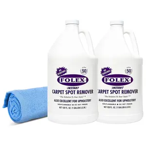 Folex Instant Carpet Spot Remover Carpet Cleaner with Reusable Cleaning Cloth - 128 oz - Removes Pet Accidents, Grease, Red Wine and More - 2 Pack
