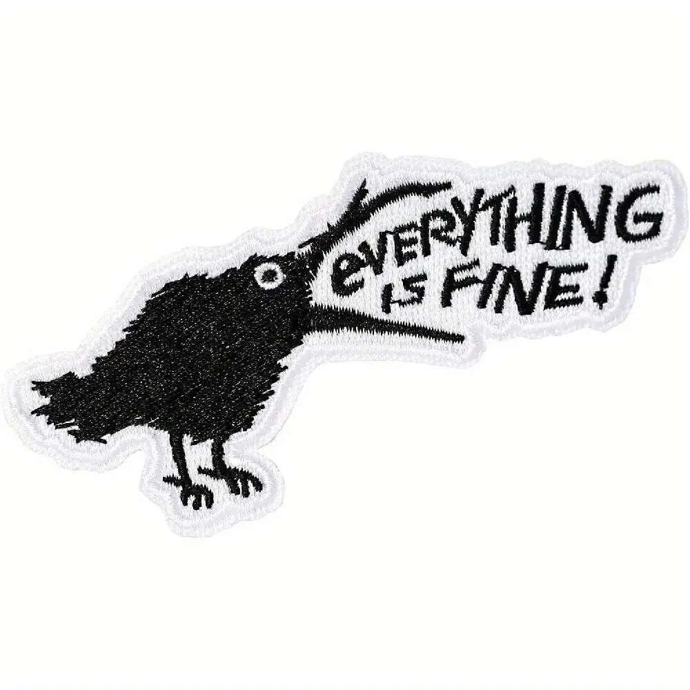 Funny Crow Pattern Iron On Patch, Cute Embroidered Patch for Clothes, Cool Raven Sarcastic Embroidered Patch for Clothing, Jackets, Jeans, Vests