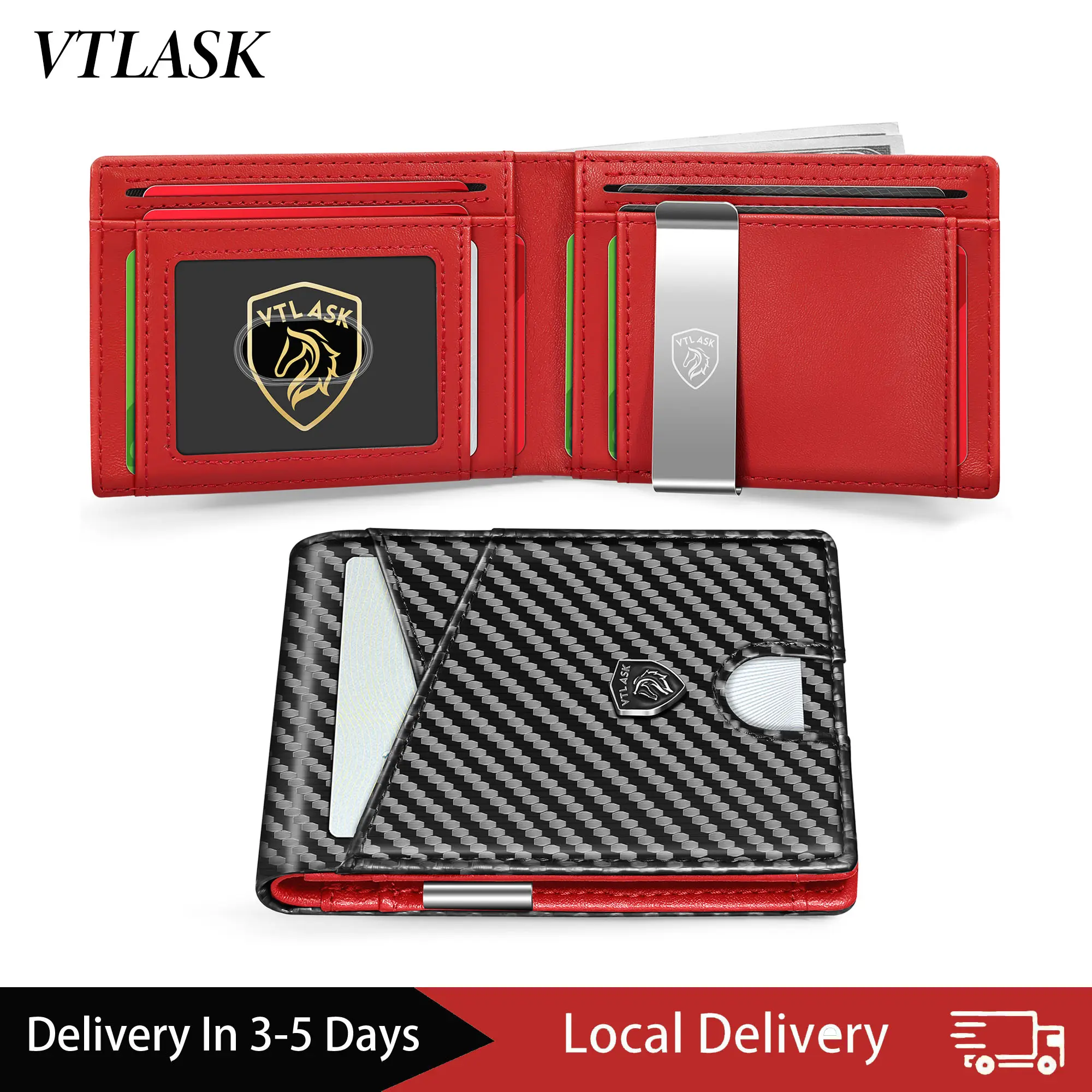 VTLASK Men's Bifold Wallet - RFID Blocking Slim Front Pocket Business Fashion RFID EDC Wallet, Italian-Designed Refined Feel, Premium Gift Box for Father's Day Daily Use, Business Fashion Wallet