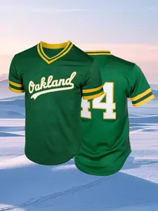 Men's Embroidered Baseball Jersey, Breathable V Neck Baseball Shirt, Loose Fit Casual Top for Outdoor Training, Perfect Gift for Sports Fans, Breathable Athletic Top