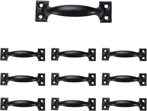 10Pcs 3 Inch Rustic Gate Handle Pulls Vintage Utility Door Pulls for Home Improvement Barn Door Hardware with Screws Black