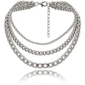 Chunky Necklaces for women Punk Chain Silver Statement Collar Necklace