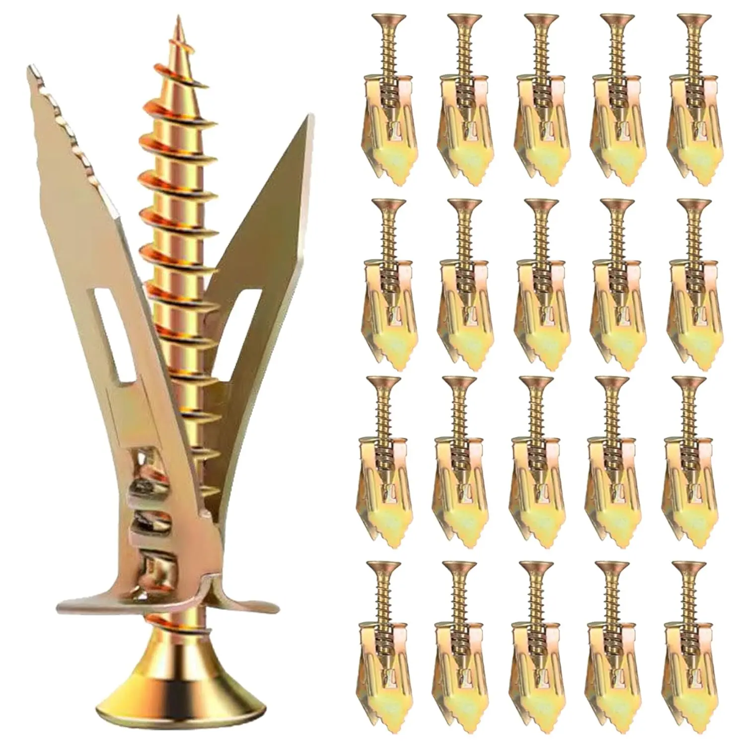 Self Drilling Anchors Screws 40/200 Pcs, (0.47X1.18inch)Upgraded Self Drilling Drywall Anchors with Screws, Easy Application No Drill Or Holes in Wall、fathersdaygifts