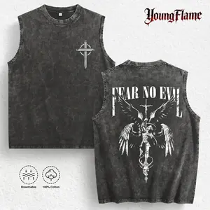 YoungFlame Retro Acid Wash Tank Top Men | Heavyweight 100% Cotton Streetwear | Vintage Graphic Muscle Tee for Summer 2026 | Oversized Dark Aesthetic Sleeveless Shirt clothes outdoorfun short-sleeved t-shirt t-shirt gift cottontees