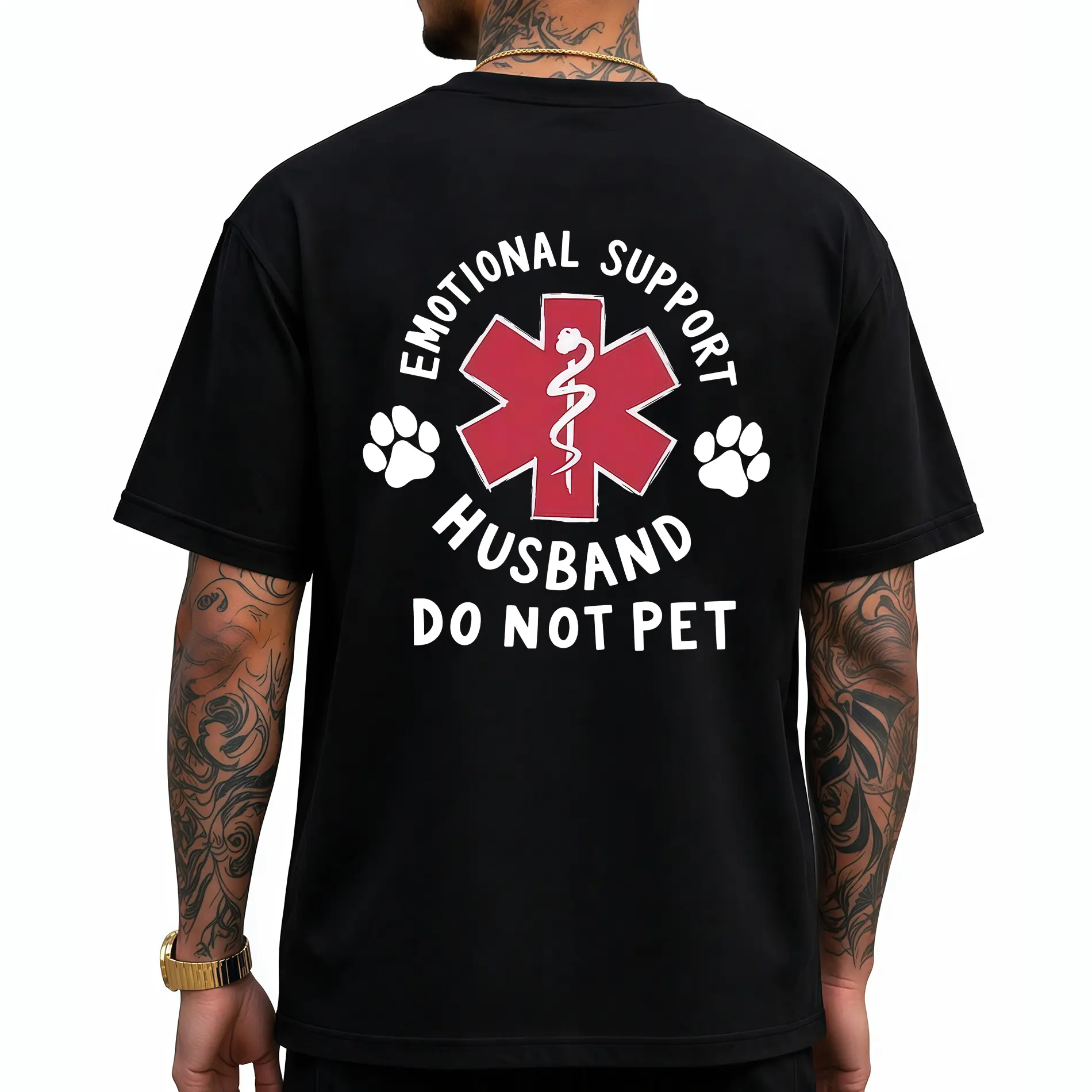 Emotional Support Husband Shirt, Funny Do Not Pet Medical Symbol T Shirt For Spouses, Gift For Husband Boyfriend Him, Short Sleeve Crew Neck Top, Crewneck Top
