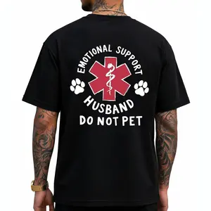 Emotional Support Husband Shirt, Funny Do Not Pet Medical Symbol T Shirt For Spouses, Gift For Husband Boyfriend Him, Short Sleeve Crew Neck Top, Crewneck Top