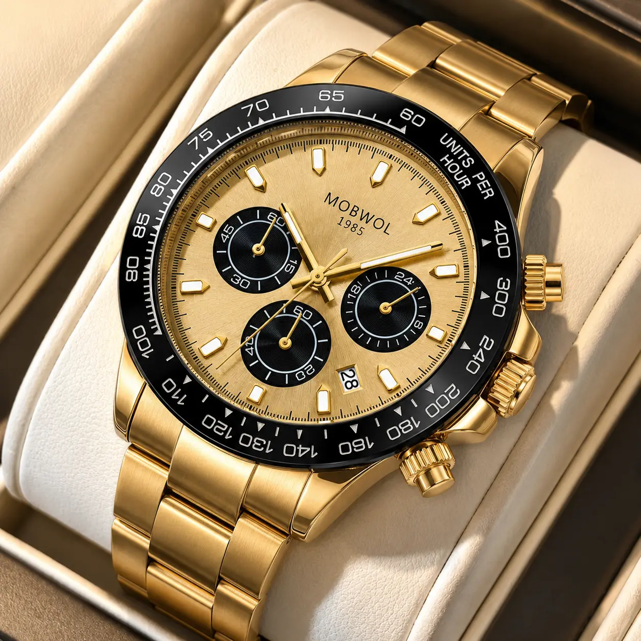 In Stock & Genuine | MOWBOL 6 Hands Luminous Waterproof Men Watch, Multi-Function Skeleton Chronograph Wristwatch