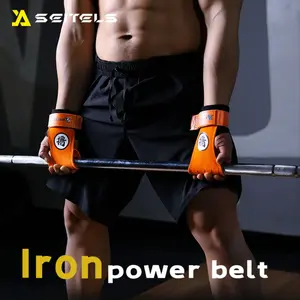 1 Pair Leather Weightlifting Assist Bands, Non-Slip Design, Custom Print, Ideal for Deadlifts, Fitness Accessories