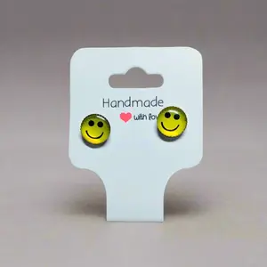 Yellow Emoji Smiley Face Circle Stud Earrings