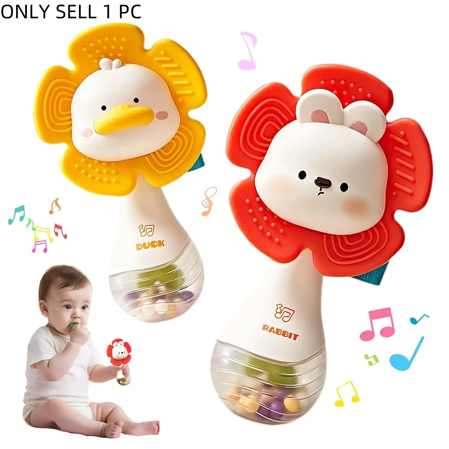 Baby Rattles Teething Toys Sensory Teether for Infants 6-18 Months, Sensory Development with Beads & Grasping Shaker, Perfect Montessori Gift for Newborns