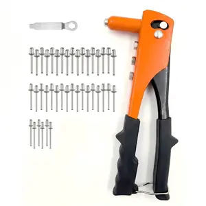Heavy Duty 9.5" Hand Riveter Tool Kit with 40Pcs Rivets - Professional Pop Rivet Gun for Metal, Plastic & DIY, Ergonomic Non-Slip Handle, Includes Blister Case