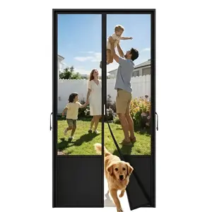 Mesh Mosquito Door Curtain, Breathable Magnetic Closure Door Curtain, Outdoor Screen Fence, Easy To Clean
