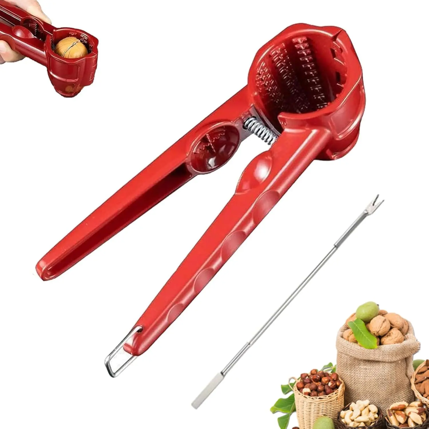 Nutcracker Tool, Heavy Duty Pecan Walnut Plier Opener Tool with Non Slip Handle Aluminum Multifunctional Nut Shell Breaker for Walnut Nuts Chestnut Melon Seeds, Handheld Walnut Clip