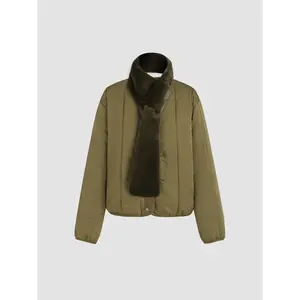 Cider [size 4-8] Collarless Pocket Puffer Jacket with Scarf