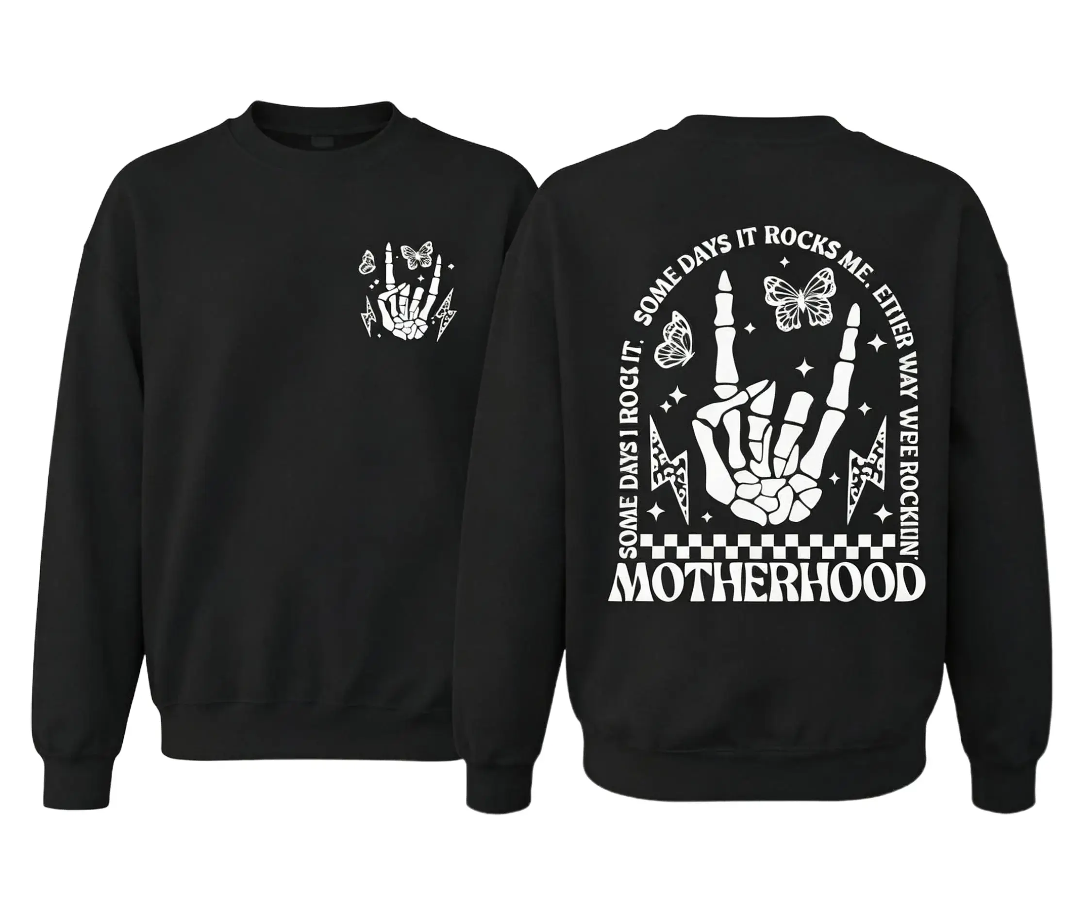 Motherhood Sweatshirt Mom Crewneck Pullover Cool Mom Rocking It Sweater Halloween Aesthetic Retro New Mom Gift Mama Gift Fabric