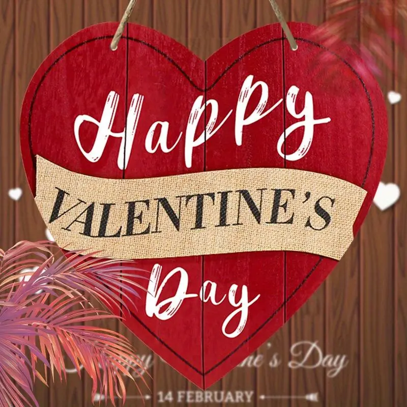 Wooden Happy Valentine's Day Hanging Sign, 1/15/20pcs Heart Shaped Hanging Ornament, Hanging Decoration for Home Party, Festive & Party Supplies