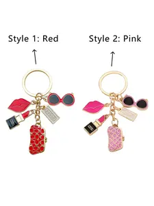 Fashionable lipstick lip sunglasses pendant keychain bag pendant, suitable for daily wear, vacation and dating occasions, and also a surprising exquisite small gift Cute Charms Keychain.