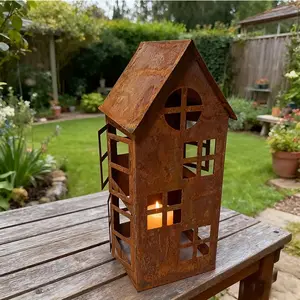 Rust Finish Candlestick, Pastoral Style, Indoor & Outdoor Decoration, Christmas Lantern, Living Room Decor, Vintage Candle Stand