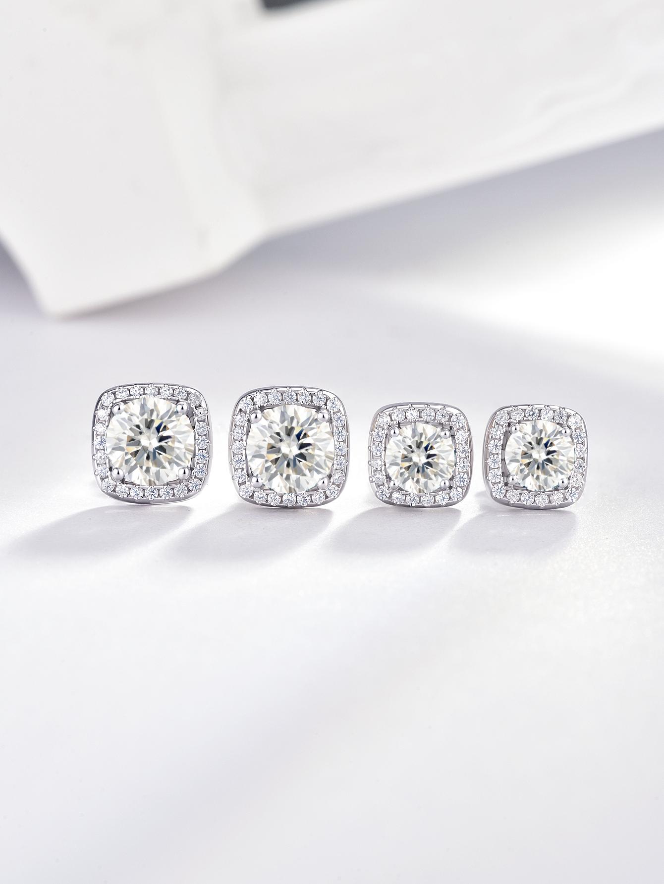 KAELENA Halo Square Lab-Grown Moissanite Earrings D Color VVS Moissanite Studs, Crafted in S925 Sterling Silver, GRA Certified Jewelry — Ideal Gift for Valentine's Day, Birthdays, and Anniversaries