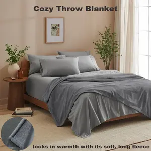 Double-Sided Cloud Plush Warm Solid Color Fleece Blanket, Contemporary All Season Throw Blanket for Home, Versatile Knee Blanket for Pets