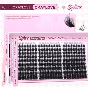 OKAYLOVE Spire Manga Style Lash CLusters Kit, Okaylovelashes MangaLash Extension with Waterproof Long-lasting Lash Bond andSeal And Tweezers for DIY Eyelash at Home Easily,Natural Makeup Girl Gifts