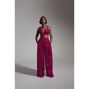 LIZA Sequin Bra Top in MAGENTA