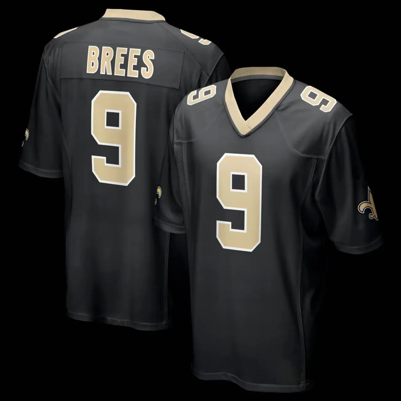 Unisex Football inspired by Brees 9 New Orleans Team Game Jersey - Black