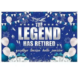 Retirement Party Decorations Banner, Blue Silver Color Congratulations Retirement Balloon Banners, Unisex Pull Flag Banner, No Power Needed, Party Decoration Supplies, Wishing Banner