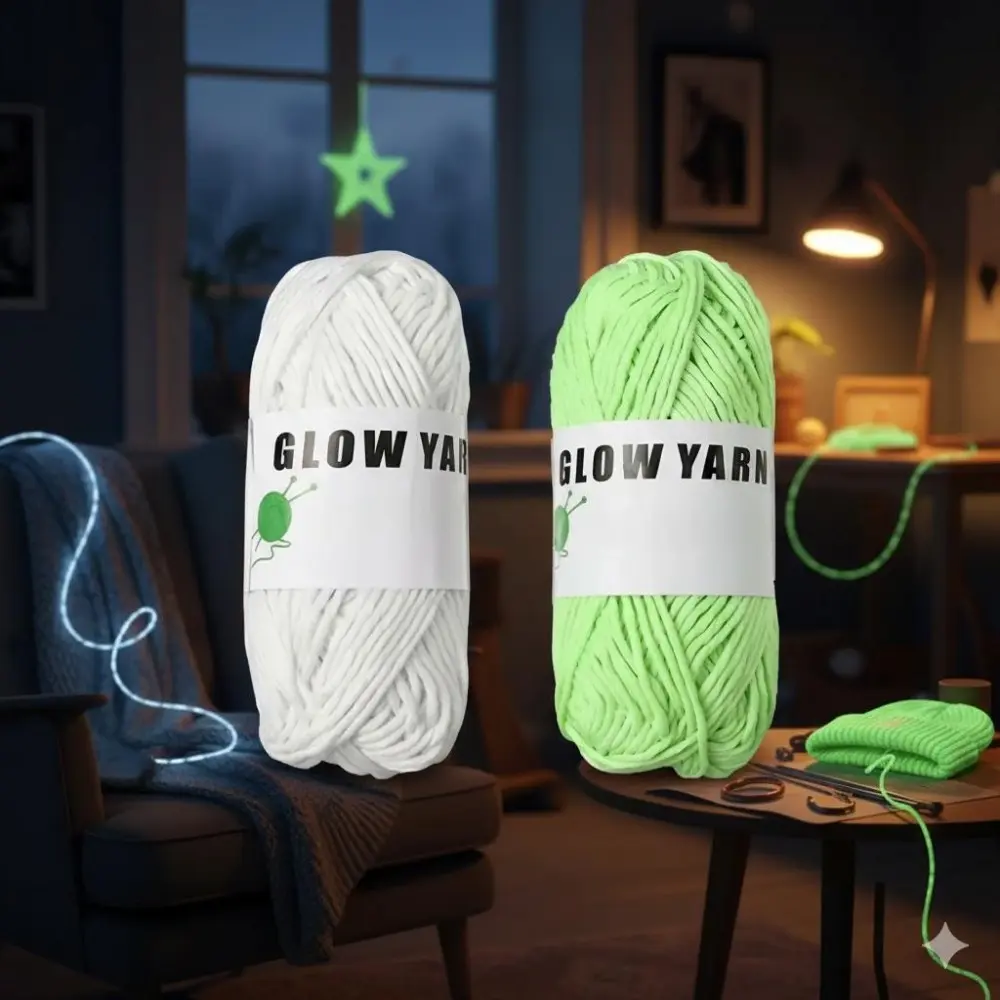 Glow in The Dark Soft Crochet Yarn Eco-Friendly DIY Knitting Thread Elastic Craft Supplies for Night Luminescent Handmade Creations Spring Refresh Essential
