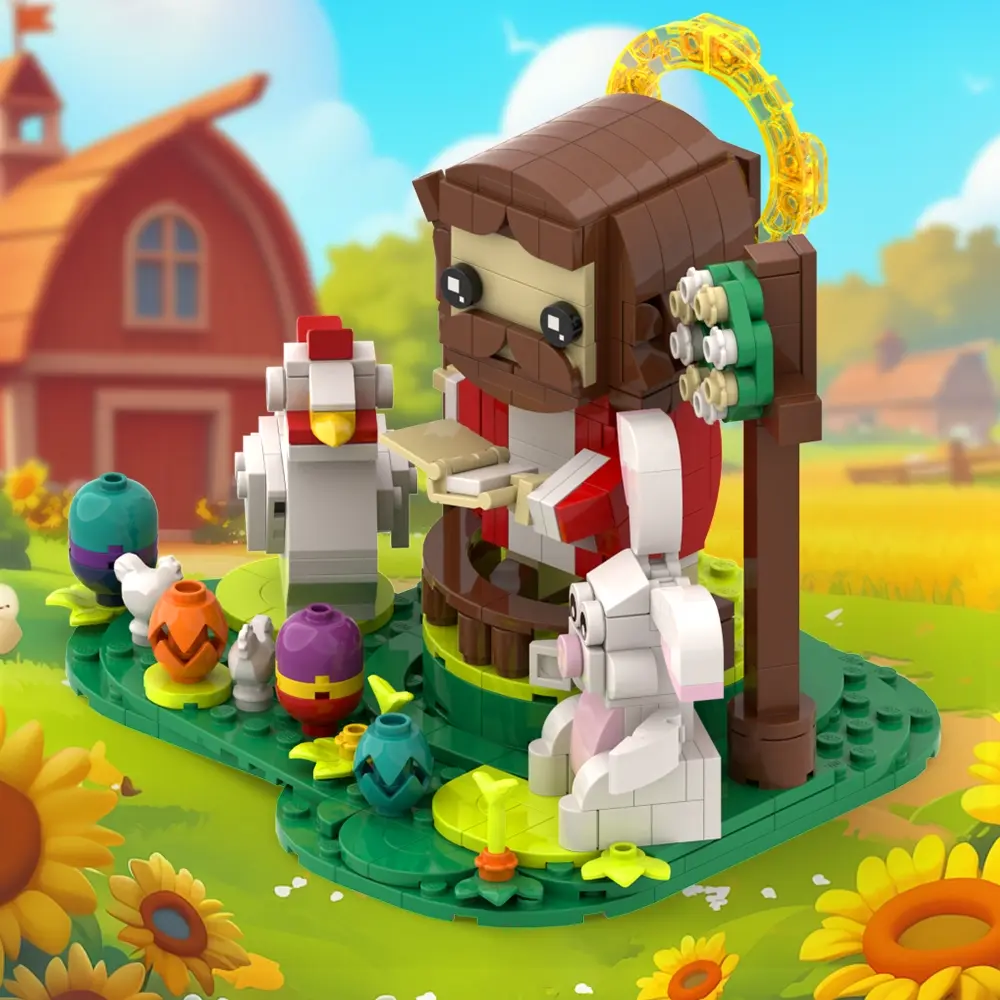 Jesus Building Set, Christmas Building Kit, The Good Shepherd Little Jesus Figures with Sheep and Cross, Easter and Nativity Building Set Christian Gift for for Adults, Building Blocks Set