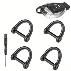 4PCS D-Rings with Screw Shackle, U Shape Key Chains Rings, Car Keys Tools, DIY Leather Craft Purse Wallet Buckle
