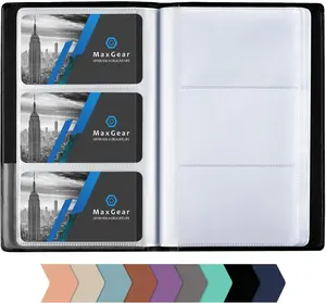 MaxGear Portable PU Leather Business Card Organizer Book - 240-Card Capacity, Clear Sleeves, Professional Binder for Office & Networking, Black