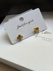Gold PVD Stainless-Steel Four-Leaf Clover Stud Earrings