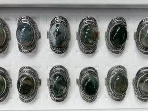 Yani(7291)gc.Moss agate rings, vintage design, inlaid with moss agate stone, $4 each.