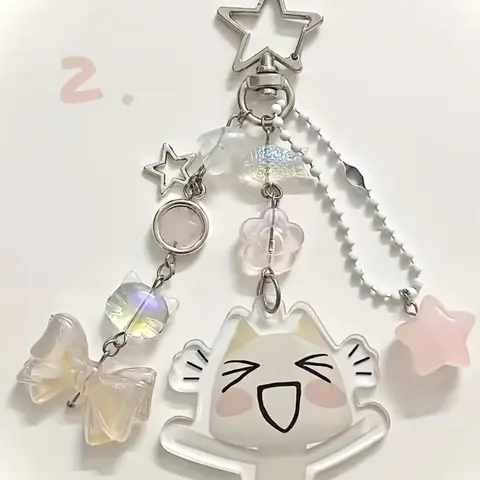 Charming Handmade Beaded Cat Keychain Keyrings Kawaii For Bags Pendant Animation, Cute Kitty Charm Accessory, Perfect Gift for Pet Lovers, Unique Jewelry Item