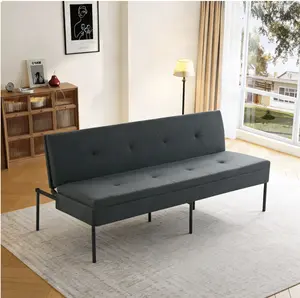 63.39''Futon Sofa Bed Convertible Sleeper,5-Position Adjustable,Modern Polyester Upholstery with Iron Frame,Space Saving for Living Room,Apartment,Dormitory.Dark Grey