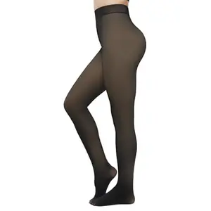 Fleece Lined Tights Sheer Women - Fake Translucent Warm Pantyhose Leggings Sheer Thick Tights for Winter