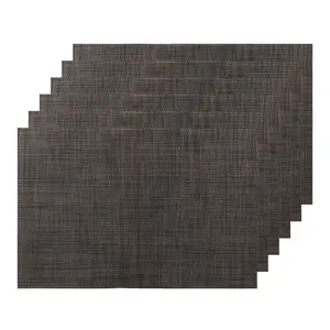 REGALWOVEN Placemats Set of 6 Woven Placemats for Kitchen Dining Table Decor Washable Indoor Table Placemats Wipeable Table Mat Black Brown