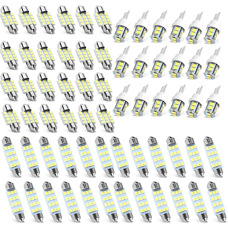 Super Bright White Interior Car Lighting Bulb Sets - 20/40/60PCS 12V 3W Power 31/41mm T10 Bulbs for Dome, Map, Door, Trunk, Cars/Motorcycles Automotive Decorative Accessories with Bright Illumination