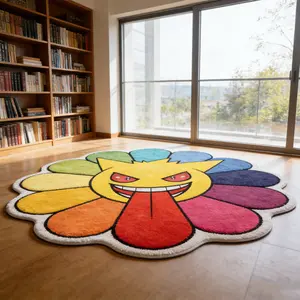 Funny Ghost Horse Flower Alien Carpet Colorful Contrast Plush Floor Mat Bedside Non slip and Wear resistant Foot Mat Trendy Play Ghost Horse Atmosphere Decorative Mat Suitable for Ins Wind/Trendy Play Home Decoration Floral Rugs Fluffy Rug