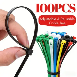 100pcs Reusable Nylon Zip Ties, Multi-Color Self-Locking Nylon Cable Ties Suitable for Organizing Electronic Devices, Home, Office, Industrial, Gardening And Workshop Wiring, Home Organziation, Cable Managment, Cable Protection Tape Fastening Tape Wire