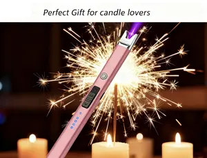 Birthday Christmas Stocking Stuffers Gifts for Mom Men Wife, USB Arc Rechargeable, Windproof Long Lighter for Candle BBQ Housewarming Gifts