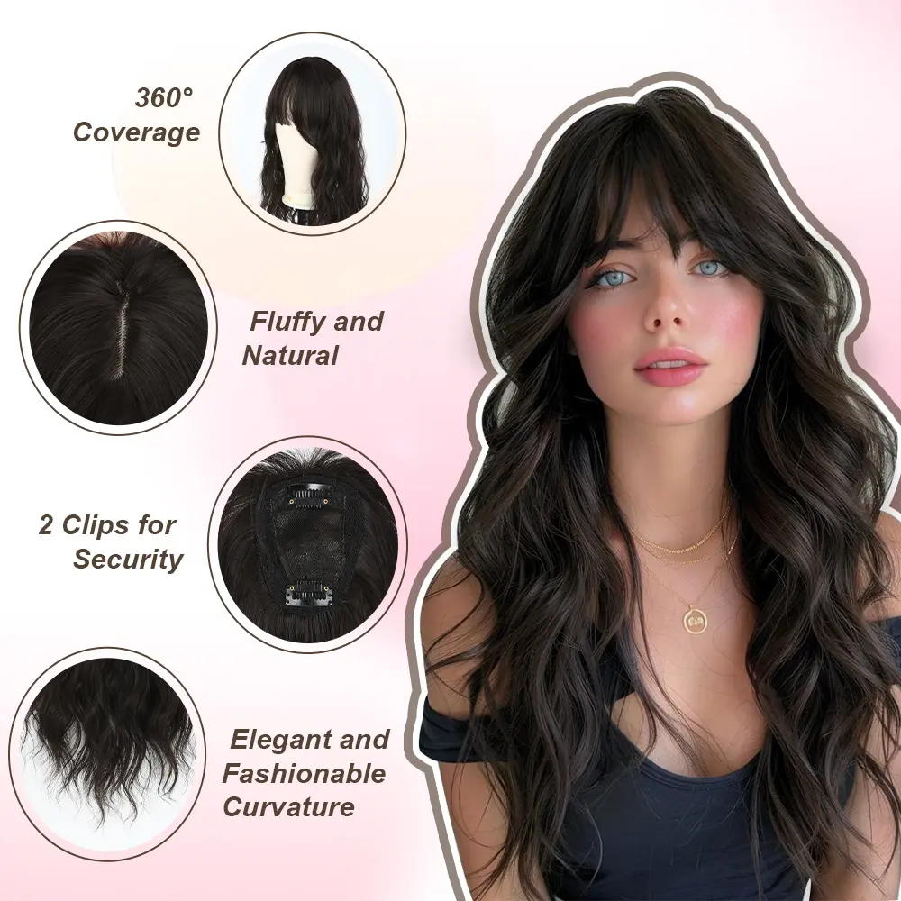 Synthetic Hair Topper with Lace Front, 18 Inch Wavy Clip-In Cap Top Trend Lace HD Wavy 18 main image 3