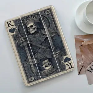 Gothic Skull King Playing Card iPad Case, Shockproof Protective Cover Accessories for iPad A16 11th Generation 11 Inch Case 2025, iPad 10th Generation 10.9 Inch 2022, Slim Clear Back Cover with Pencil Holder & Auto Sleep