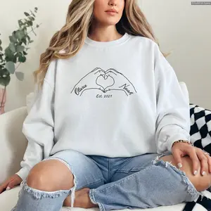 Custom Valentines Day Sweatshirt, Personalized Valentines Day shirt, Hand Heart Sweatshirt, Gift for her, Gift for him Anime Inspired Tee