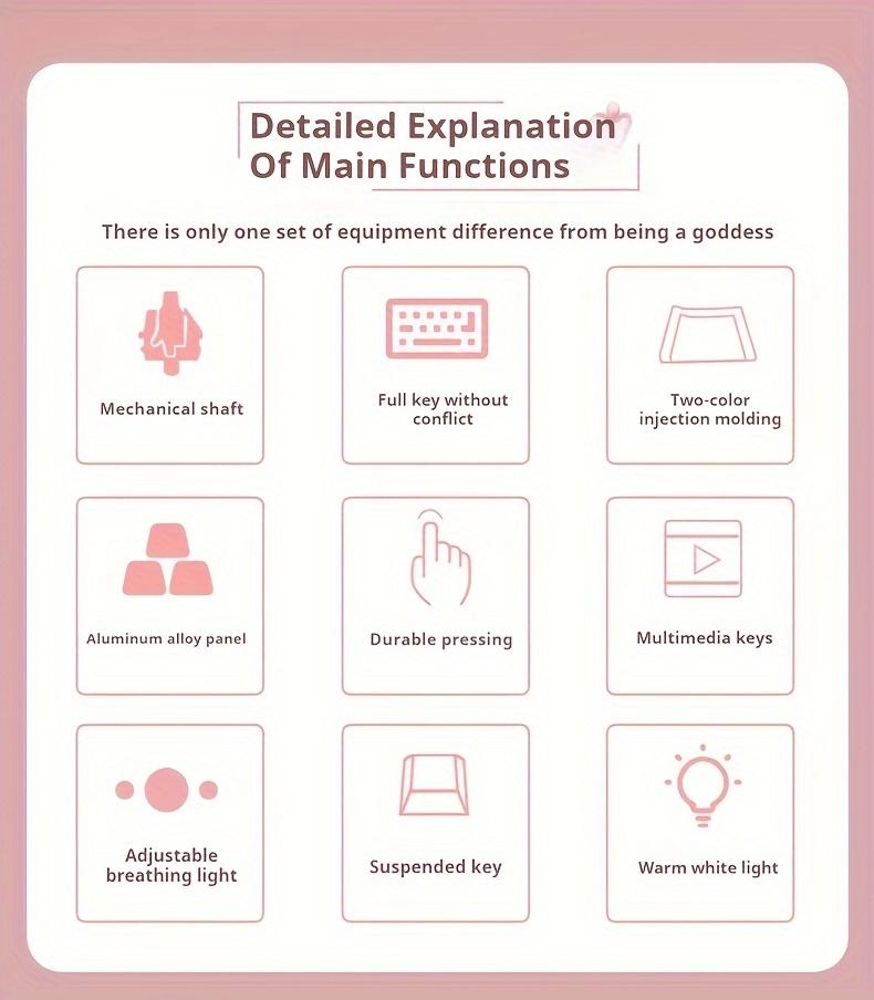 Pink Gaming Keyboard - Typewriter Style