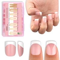 XS Square Round White French Tips Baby Pink